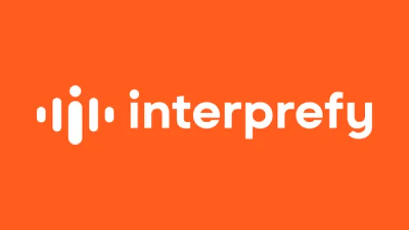 Interprefy logo with orange background