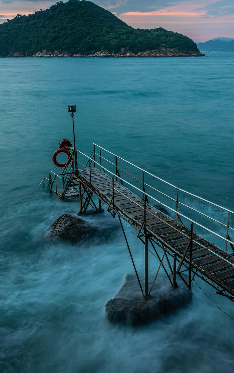 A pier overlooking the Hong Kong bay