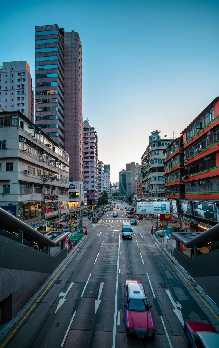 A busy road in Hong Kong